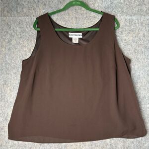 Dana Kay Blouse Top Women's 18W Brown Printed 100% Polyester Pullover #362